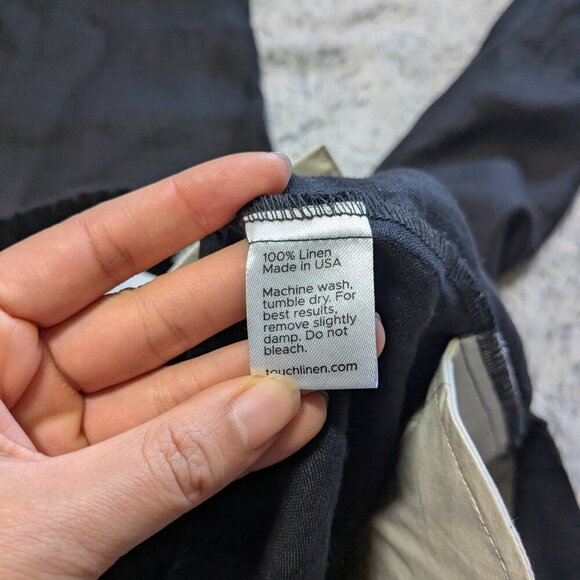 NEW Rough Linen Touch 100% Linen Pants Black Wide Pull On Elastic Large - Picture 5 of 10